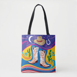 Bolso De Tela Botas de Vaquero y Estrellas del Desierto