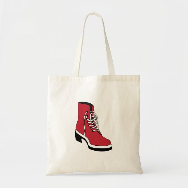 Bolso De Tela Botas Vaqueras Rojas Negras (Frente)