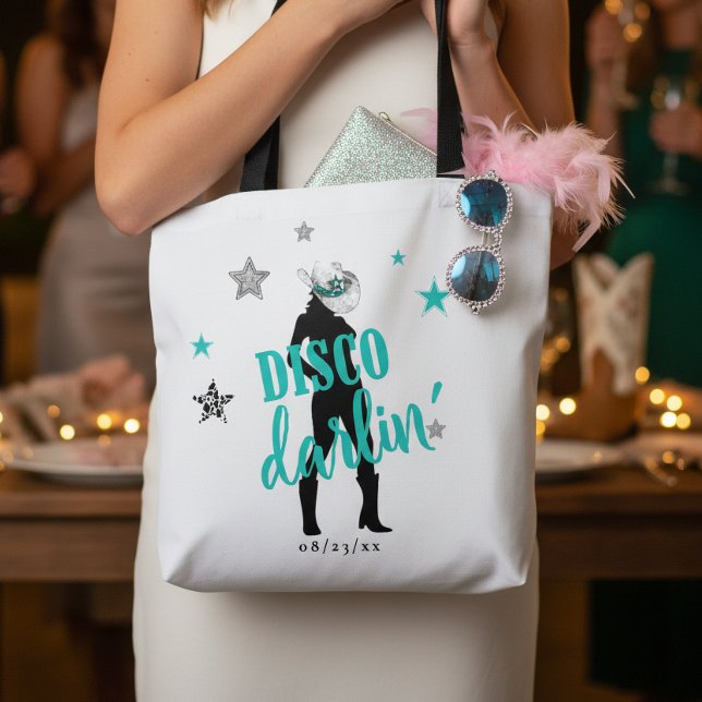 Bolso De Tela Botas y Brillo Disco Querida Azul Turquesa ID925  (Subido por el creador)