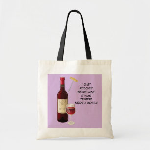 Bolso De Tela Botella de vino y ilustracion de vidrio