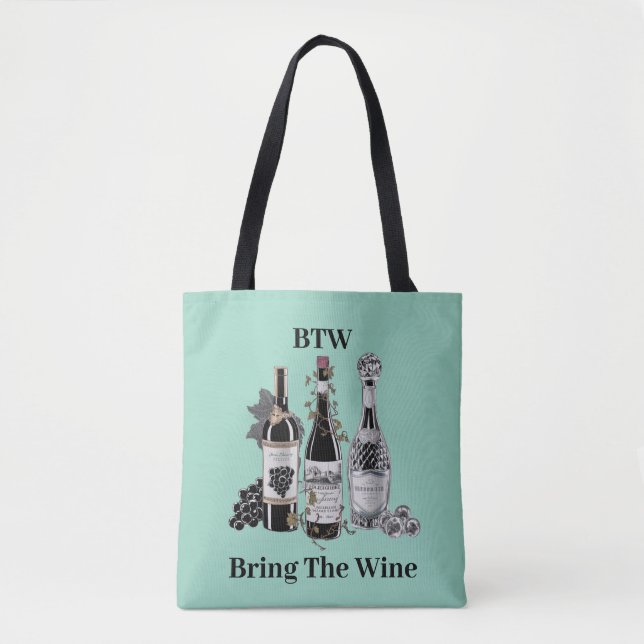 Bolso De Tela Botellas de vino divertidas (Anverso)