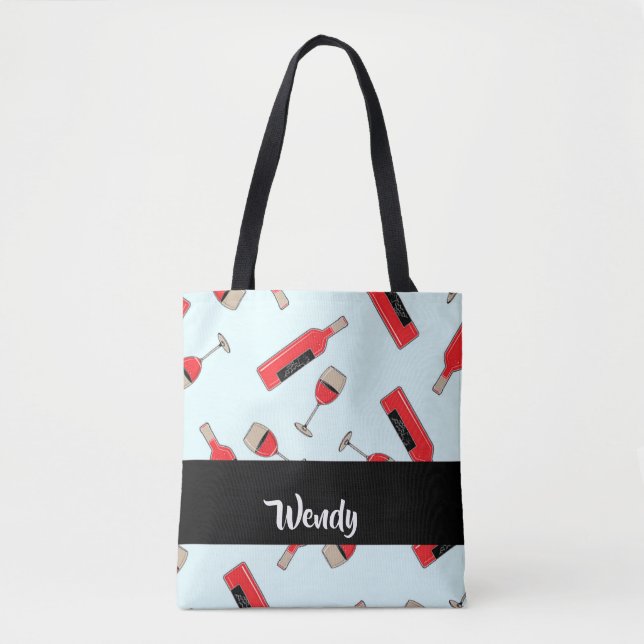 Bolso De Tela Botellas de vino rojo y patrón de gafas (Anverso)