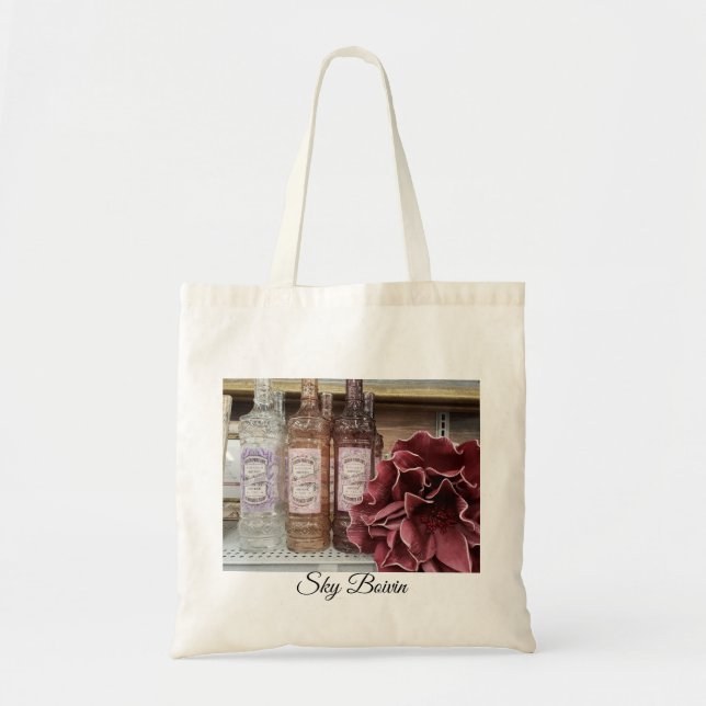 Bolso De Tela botellas y flores (Frente)