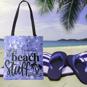 Bolso De Tela Botes personalizados "Cosas de playa" 