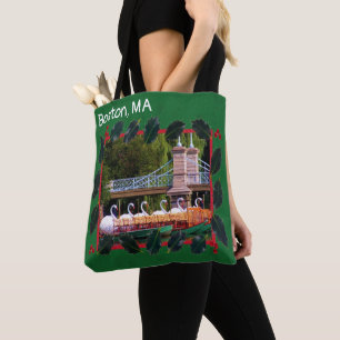 Bolso De Tela Bots Swan de Boston Felices Fiestas