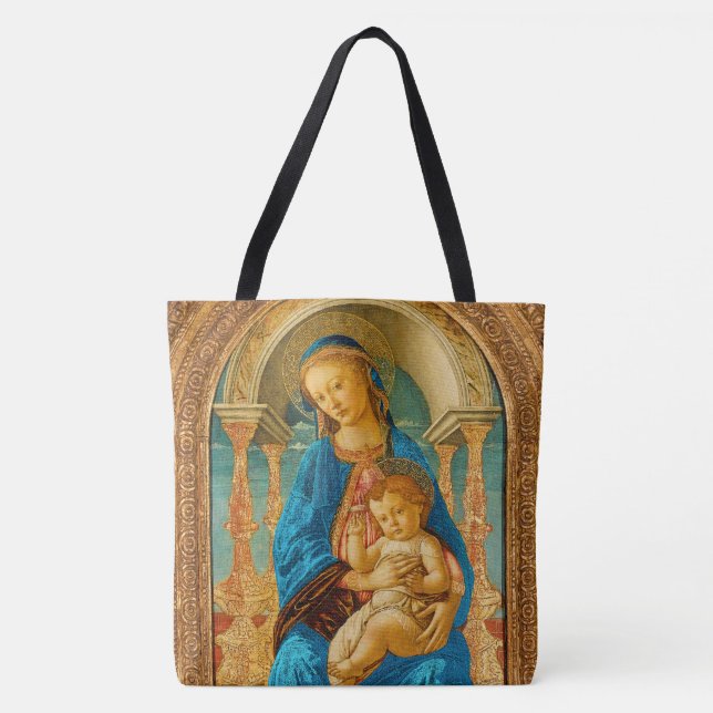 Bolso De Tela Botticelli (1445-1510) Madonna & Child Enthroned (Anverso)