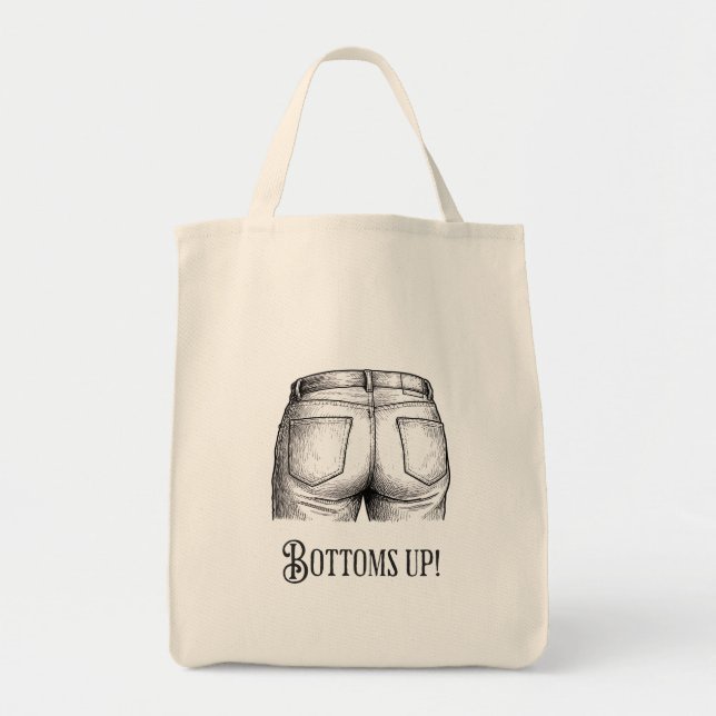 Bolso De Tela Bottoms Up! Funny White Elephant Gift Christmas (Frente)