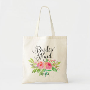 Bolso De Tela Bouquet acuarela Floral Bridesmaid personalizada