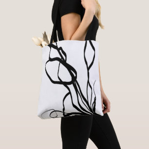 Bolso De Tela Bouquet Blanc: Resumen blanco y negro