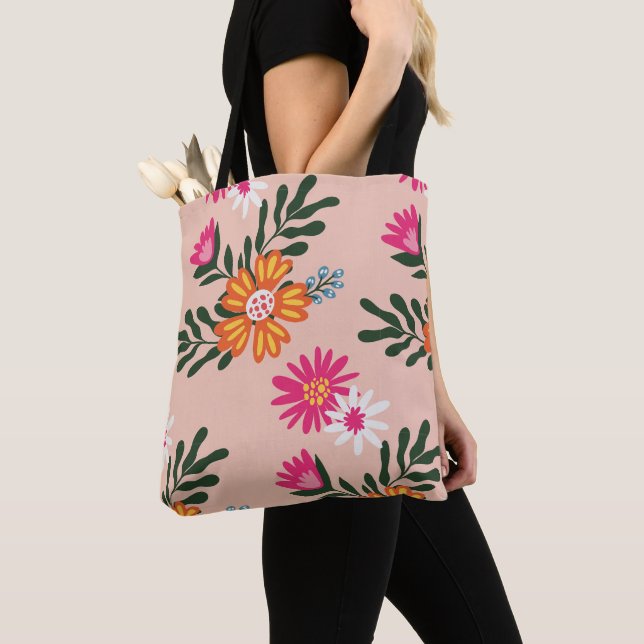 Bolso De Tela Bouquet De Flor De Verano En Rosa (Detalle)