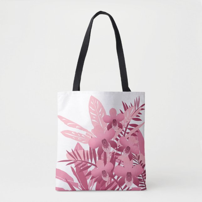 Bolso De Tela Bouquet de plantas tropicales rosas (Anverso)