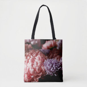Bolso De Tela Bouquet de rosa con flores de astro morado en la l