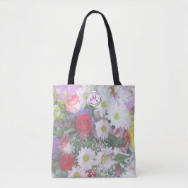 Bolso De Tela Bouquet floral Pastel Diseño Tote Bag
