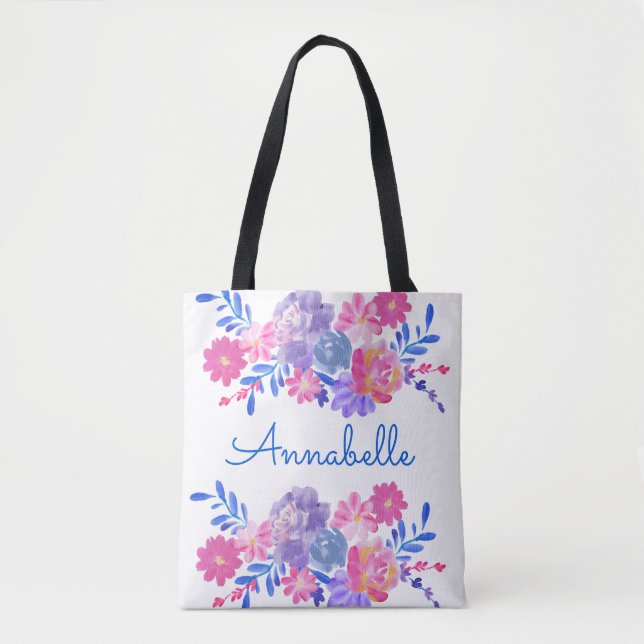 Bolso De Tela Bouquet floral personalizado (Anverso)