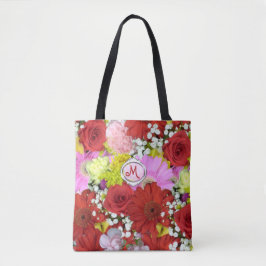 Bolso De Tela Bouquet floral vibrante con flores rojas