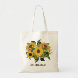 Bolso De Tela Bouquet Lovely Vintage Yellow Brown Sunflowers
