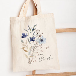 Bolso De Tela Bouquet Monogramed Eleged Blue Flower