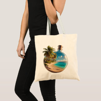 Bolso De Tela Bouteille Souvenir Guadeloupe: Plage Tropicale 