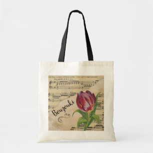 Bolso De Tela Bouzouki Elegant Tulip Vintage Sheet Music