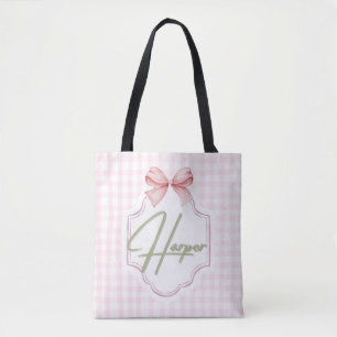 Bolso De Tela Bow&Gingham