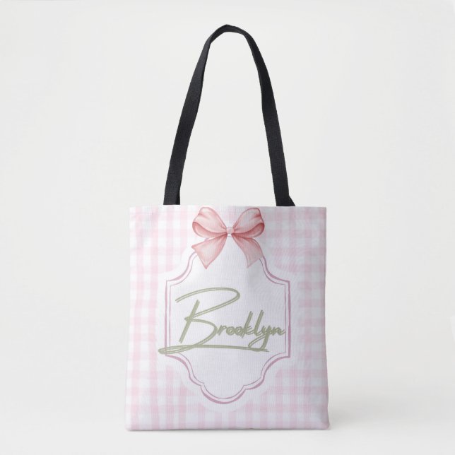 Bolso De Tela Bow Gingham Nursery (Anverso)
