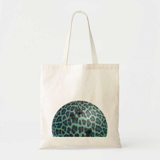 Bolso De Tela Bowling Ball Leopard Verde azulado (Frente)