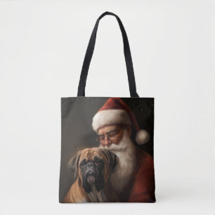 Bolso De Tela Boxeador Con Santa Claus Navideño Festivo