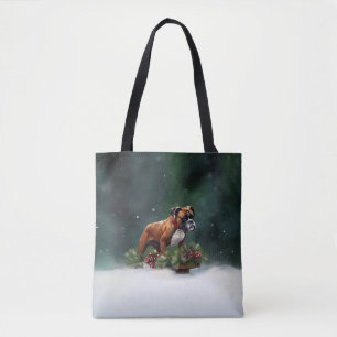 Bolso De Tela Boxeador Navidad nieve invierno