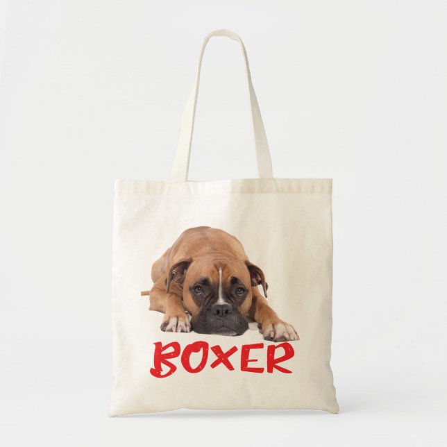 Bolso De Tela Boxeador Perro Cachorro Rojo Boxeador Amor Rojo (Frente)