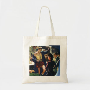 Bolso De Tela Boxeo Deportivo Antiguo, Boxeador Saliendo del Rin
