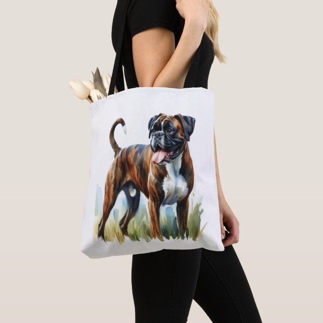 Bolso De Tela Boxer atigrado presentado en Acuarela (Detalle)