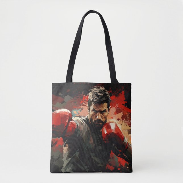 Bolso De Tela Boxer Boxing Sport Pintura Resumen Decor Art (Anverso)