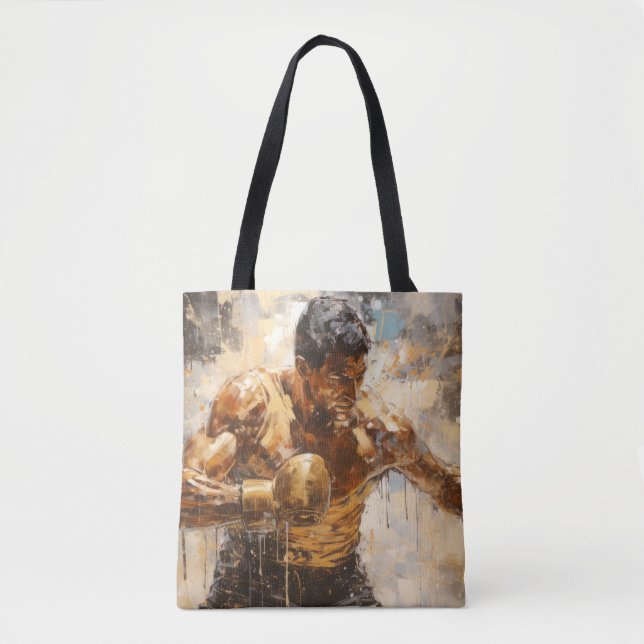 Bolso De Tela Boxer Boxing Sport Pintura Resumen Decor Art (Anverso)