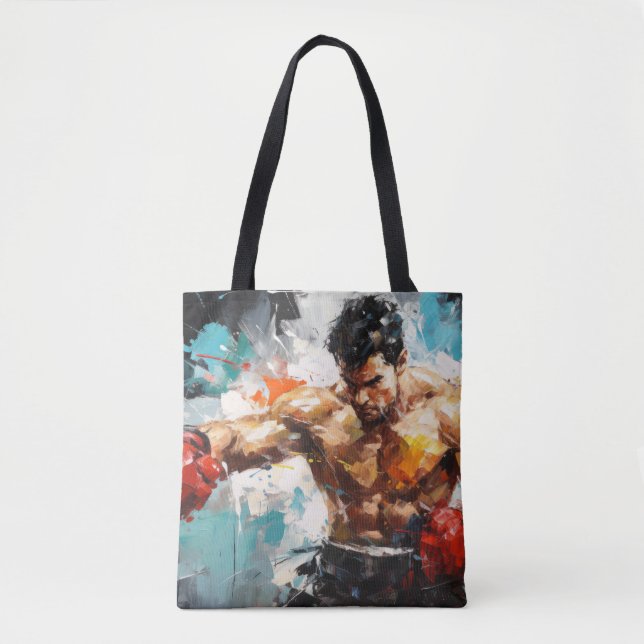 Bolso De Tela Boxer Boxing Sport Pintura Resumen Decor Art (Anverso)