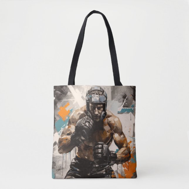 Bolso De Tela Boxer Boxing Sport Pintura Resumen Decor Art (Anverso)