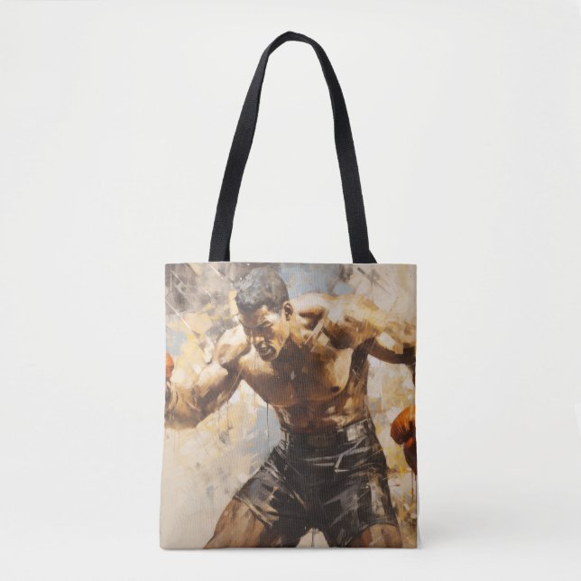Bolso De Tela Boxer Boxing Sport Pintura Resumen Decor Art (Anverso)