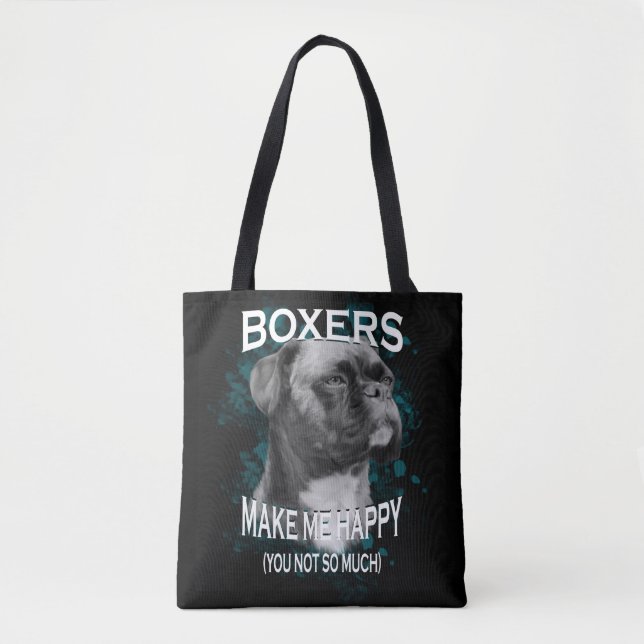 Bolso De Tela Boxer Dog Animal Aovers Art Textos (Anverso)