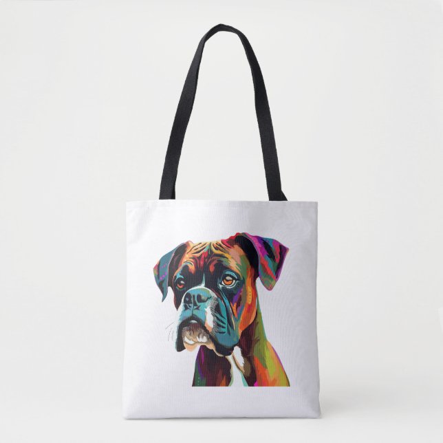 Bolso De Tela Boxer Dog Colorful (Anverso)