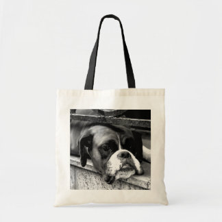 Bolso De Tela Boxer Dog En Windowsill btcn