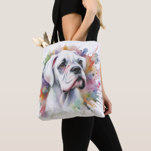 Bolso De Tela Boxer Dog Joy 🐾 Tinta Spattered 🐾 Whimsical Boxe