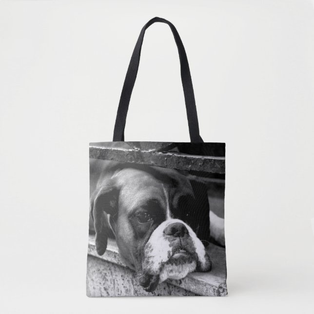 Bolso De Tela Boxer Dog on Windowsill stcna (Anverso)