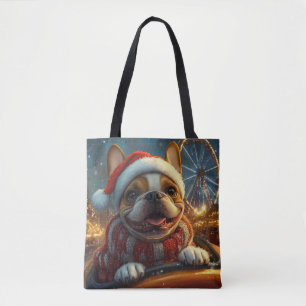 Bolso De Tela Boxer Dog Roller Coaster Navidades