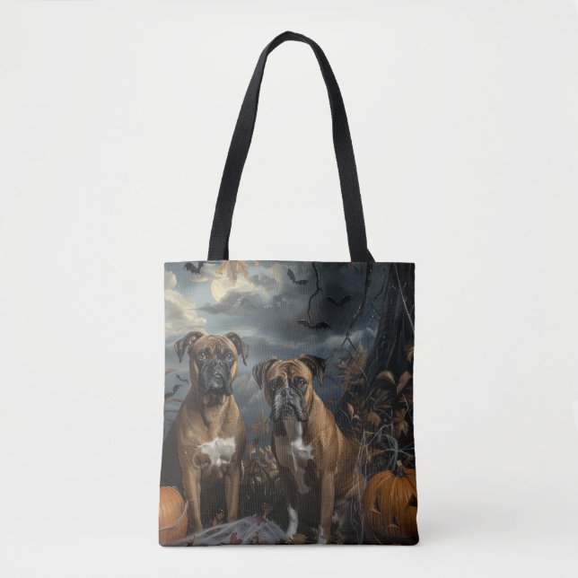 Bolso De Tela Boxer Halloween Noche Doggy Delight (Anverso)