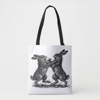 Bolso De Tela Boxing Hares – Haunted Ink Woodland Duel