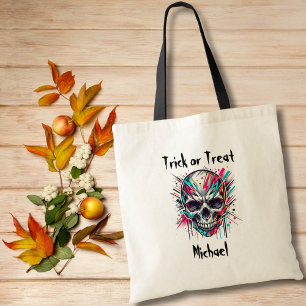 Bolso De Tela Boy Halloween Trick o Tret bag Abstract Skull