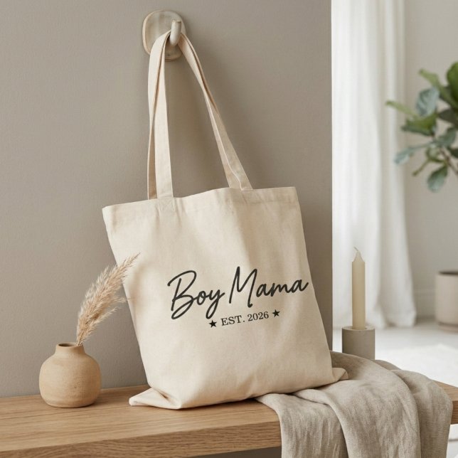 Bolso De Tela Boy Mama Script Est Year Modern Motherhood Quote (Subido por el creador)