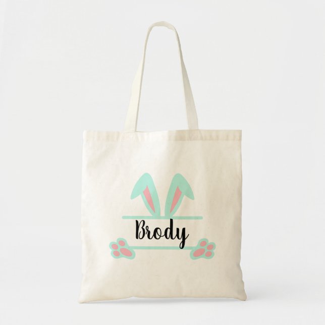Bolso De Tela Boys Easter Tote Bag Easter Basket Personalizado  (Frente)