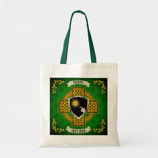 Bolso De Tela Brady Irish Shield y Celtic Cross Personalizadas (Frente)