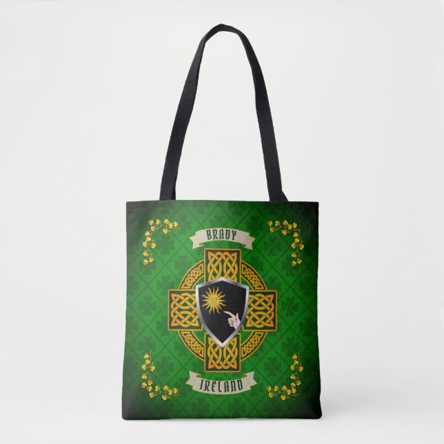 Bolso De Tela Brady Irish Shield y Celtic Cross Personalizadas (Anverso)