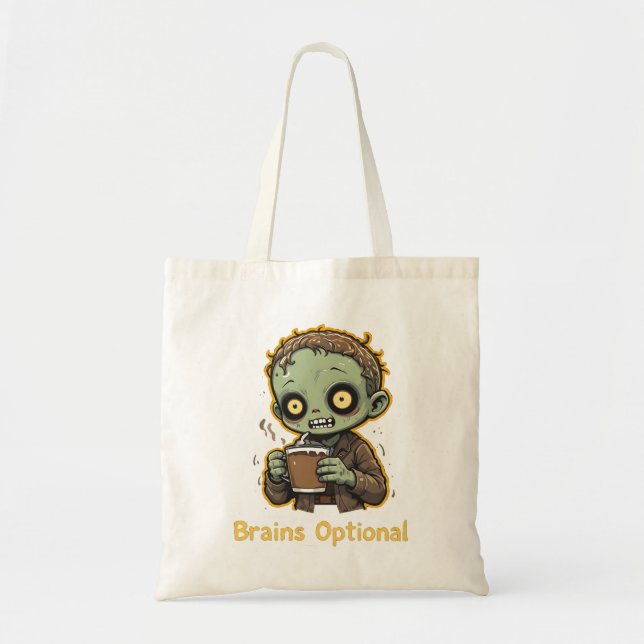 Bolso De Tela Brains Optional Zombie Coffee Funny Cute Undead  (Frente)